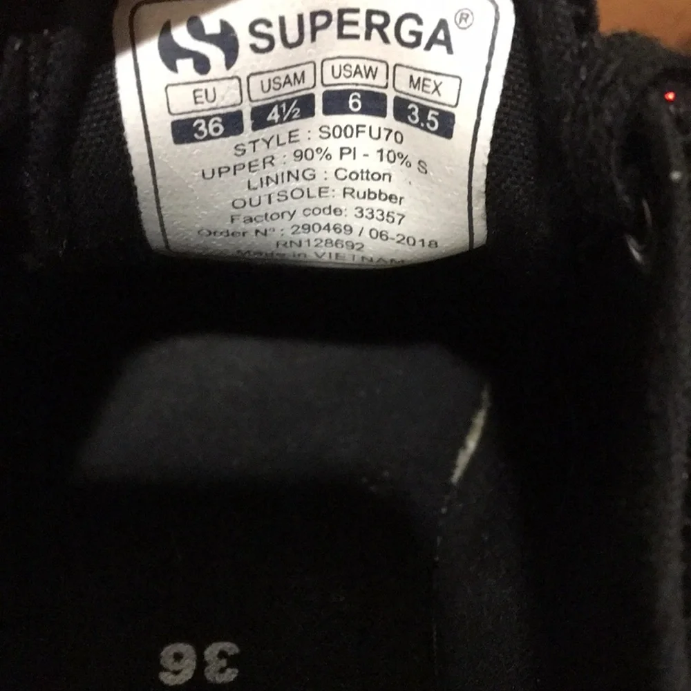 SUPERGA unisex lace up Black Velvet Glitter Sneaker shoe Size 36 (6W/ 4.5M)